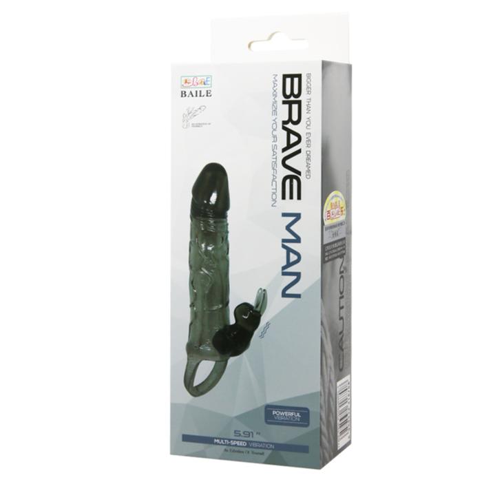 Baile Brave Man Penis Extension Klitoris Uyarıcılı Titreşimli Penis Kılıfı BI-026225-1