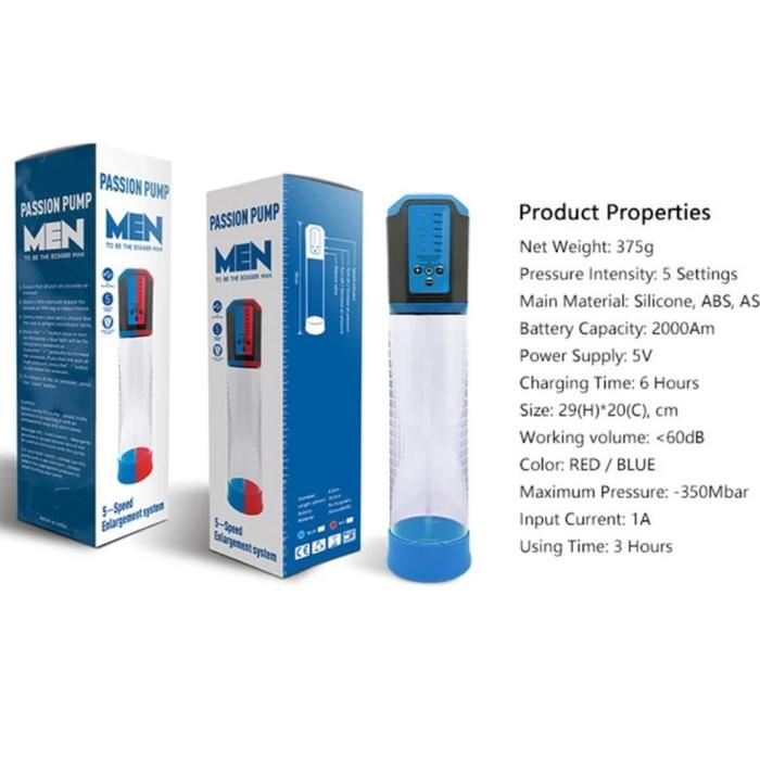 Canwin Passion Pump Lcd Bigger Man Red 5 Mod Otomatik Penis Pompası