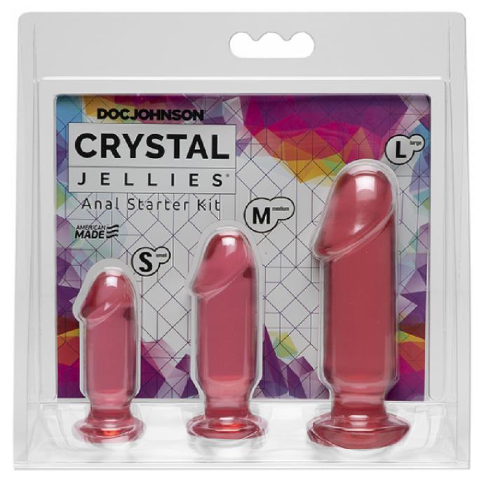 Doc Johnson Crystal Jellies Anal Tranier Kit Pink Jel Doku Anal Plug Seti