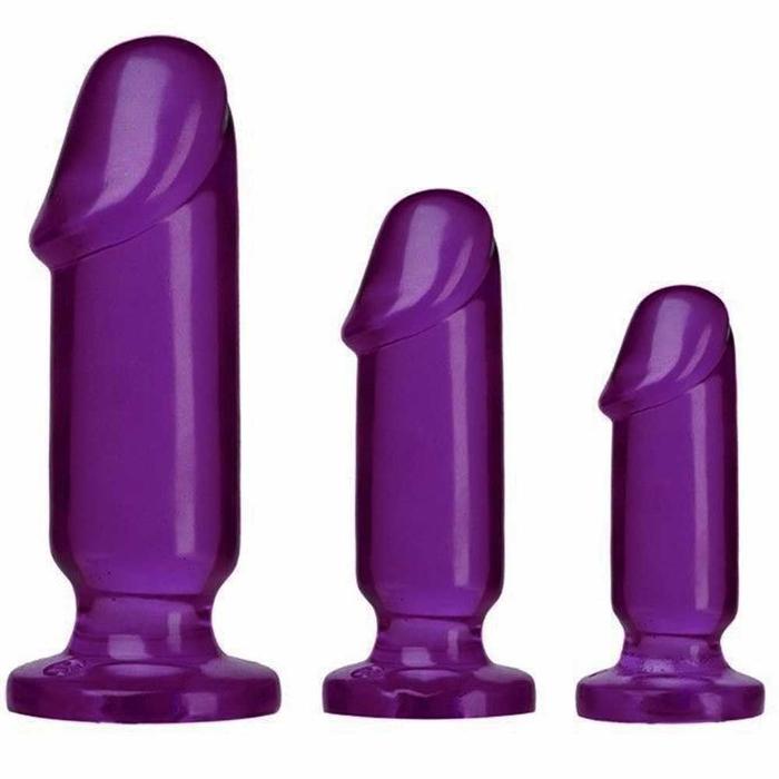 Doc Johnson Crystal Jellies Anal Tranier Kit Purple Jel Doku Anal Plug Seti