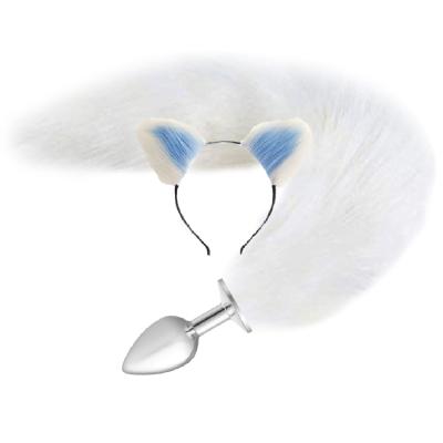 Erox Anal Play White Tail Butt Taçlı Küçük Metal Anal Plug