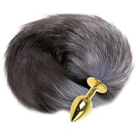 Erox Anal Play Gray Tail Butt Large Gold Metal Kuyruklu Anal Plug