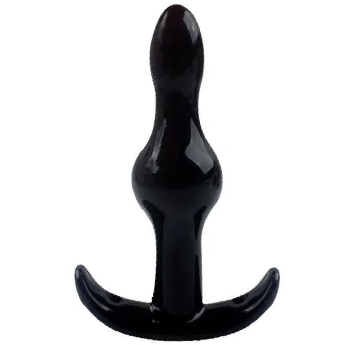 Erox Anal Plug Jelly Butt Plug Two Ribbled Siyah Silikon Anal Plug