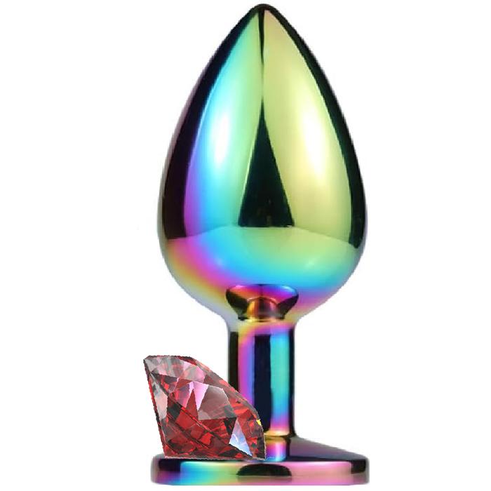 Sexual World Backdoor Play Rainbow Booty Taşlı Metal Anal Plug Medium-Red
