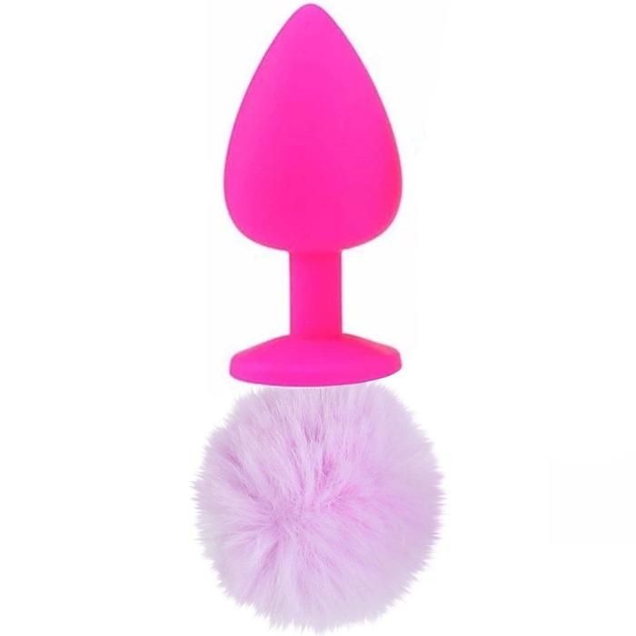 Erox Bunny Tail Lilac Peluşlu Pembe Silikon Anal Plug