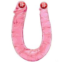 Erox Double Ended Jelly Dildo Pink 30 cm Çift Taraflı Jel Penis