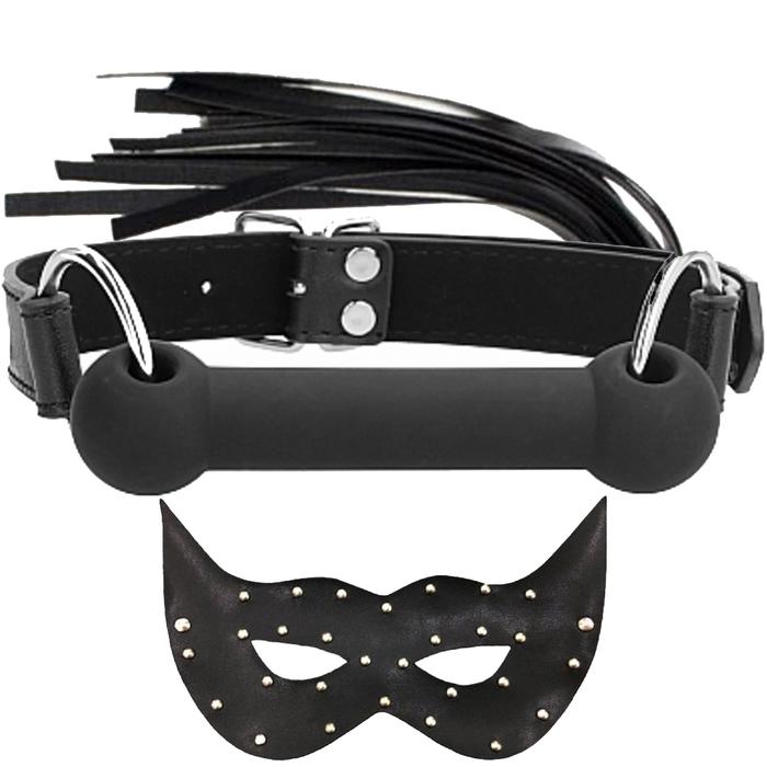 Erox Dreams Horse Bit Gag Black Deri Ağız Kemiği 3 Parça Fetiş Set