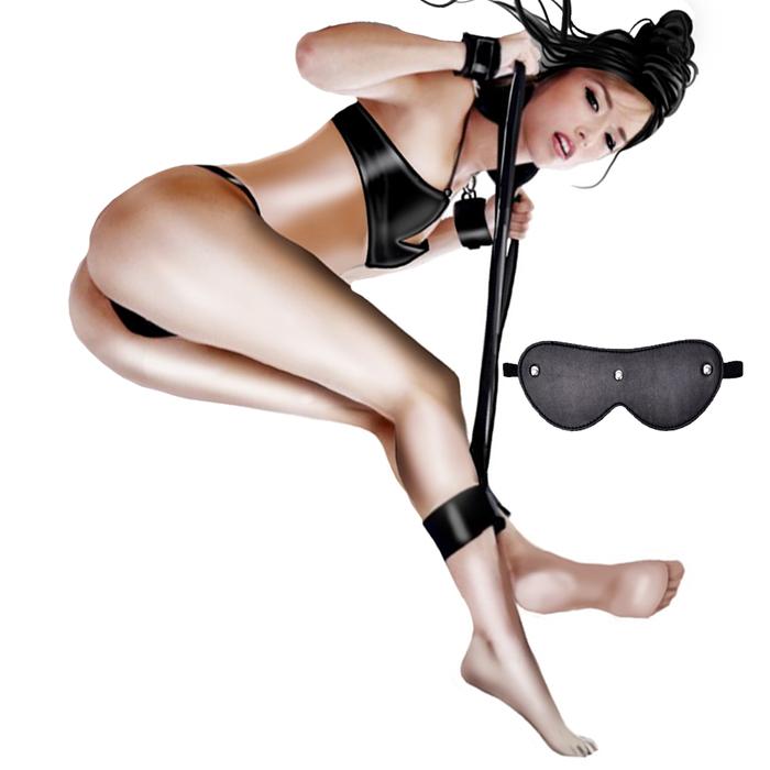 Erox Fetish Fantasy Sentetic Leather Master Position Cuffs Pozisyon Seti ve Maske