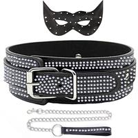 Erox Fetish Fantasy Series Diamond Collar Black Taşlı Fetiş Tasma ve Maske