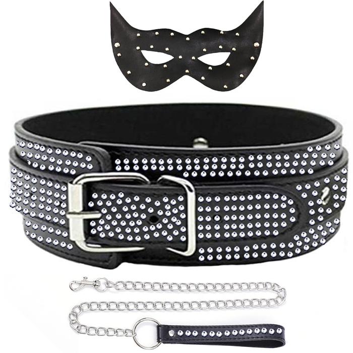 Erox Fetish Fantasy Series Diamond Collar Black Taşlı Fetiş Tasma ve Maske