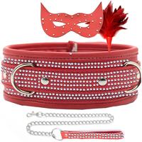 Erox Fetish Fantasy Series Diamond Collar Red Taşlı Fetiş Tasma Set