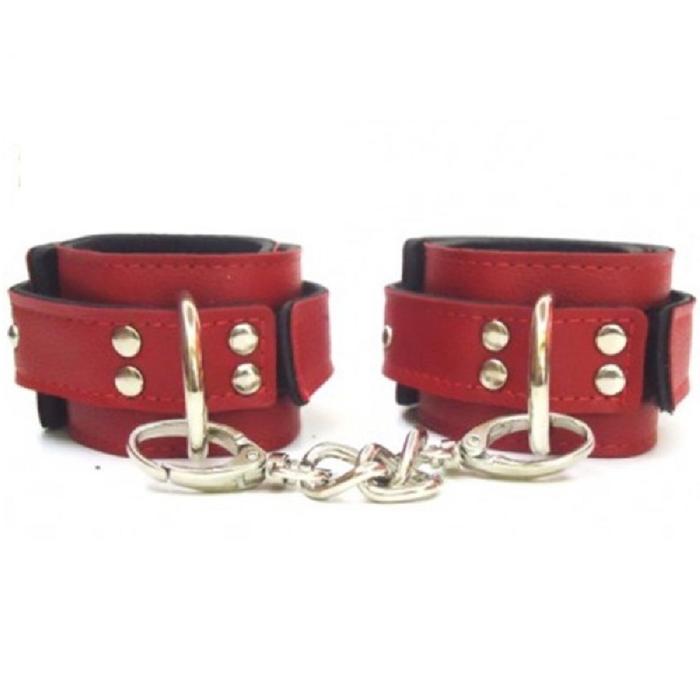 Erox Fetish Fantasy Series Leather Cuffs Kırmızı Deri Fetiş Kelepçe
