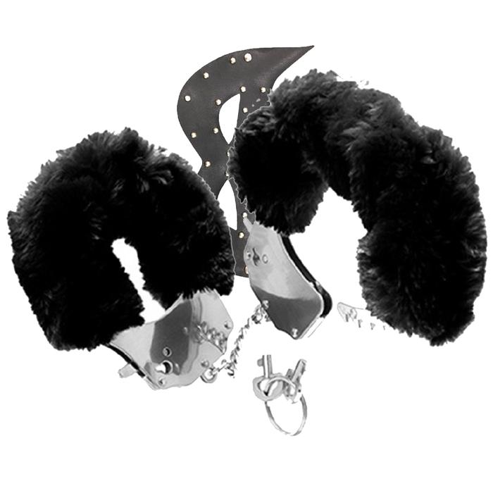 Sexual World Fetish Fantasy Series Metalic Cuffs Fetiş Kelepçe ve Maske-Black