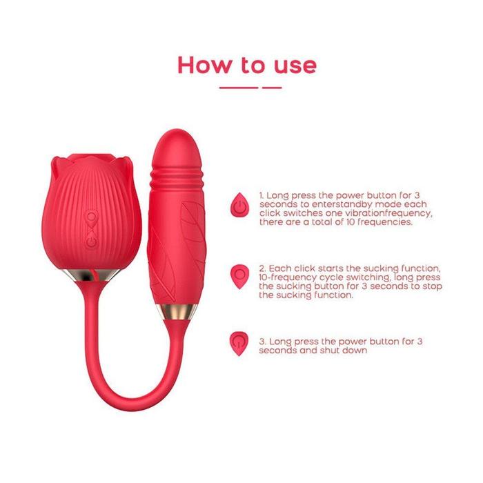 Erox Rose Emiş Güçlü ve İleri Geri Hareketli Gül Vibratör
