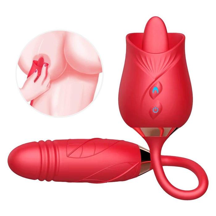 Erox Rose Tongue Dil ve İleri Geri Hareketli Gül Vibratör