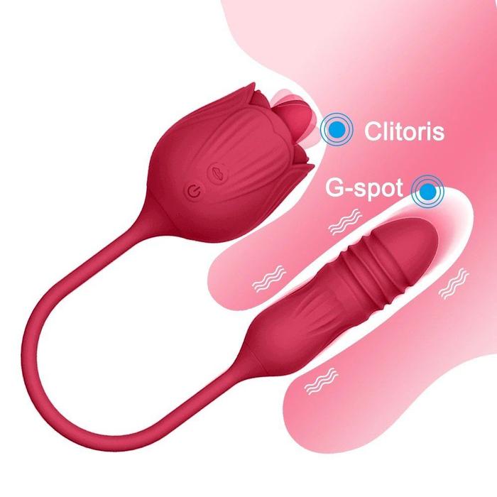 Erox Rose Tongue Dil ve İleri Geri Hareketli Gül Vibratör