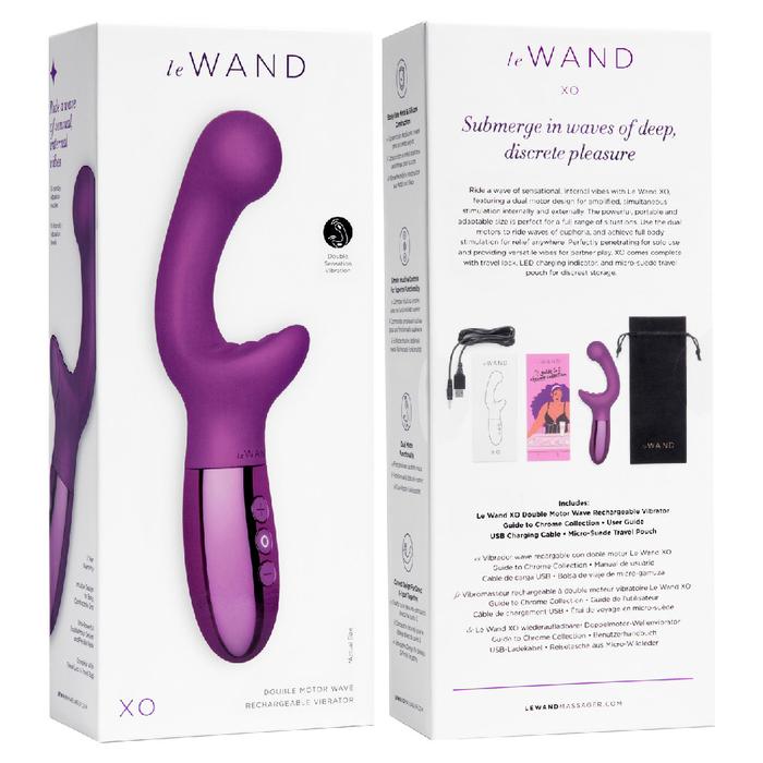 Le Wand XO Double Motor Wave Rechargeable Dual Stimulation Vibrator-Purple