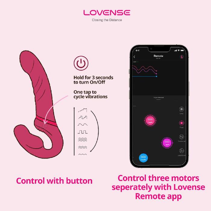 Lovense Lapis Uygulama Kontrollü Titreşimli Straplez Strapon
