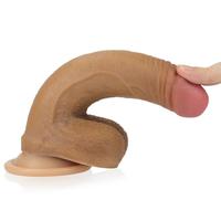 Lovetoy Dual Layered Platinum Silicone Borwn Dildo 18 cm Realistik Penis LV4001B