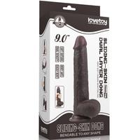 Lovetoy Sliding-Skin Dual Layered Black Dildo Deri Penetrasyon 23 cm Realistik Penis LV317013