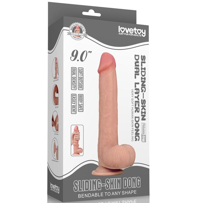 Lovetoy Sliding-Skin Dual Layered Dildo Deri Penetrasyon 23 cm Realistik Penis LV317003