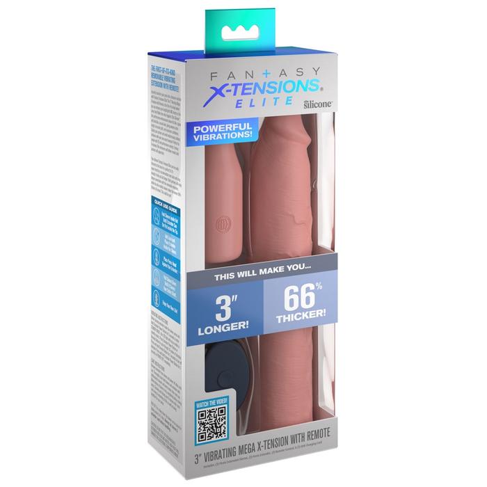 Pipedream Fantasy X-Tensions Elite 3 İnch Vibrating Remote Sleeve Penis Kılıfı