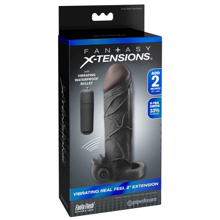 Pipedream Fantasy X-Tensions Vibrating Real Feel 2'' Zenci Titreşimli Penis Kılıfı