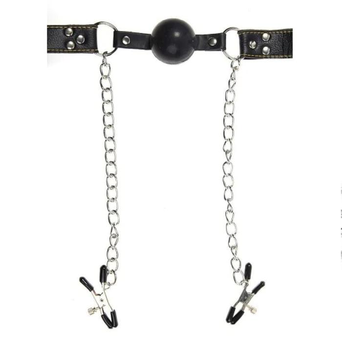 Pipedream Fetish Fantasy Extreme Deluxe Ball Gag and Nipple Clamps Göğüs Klipsi