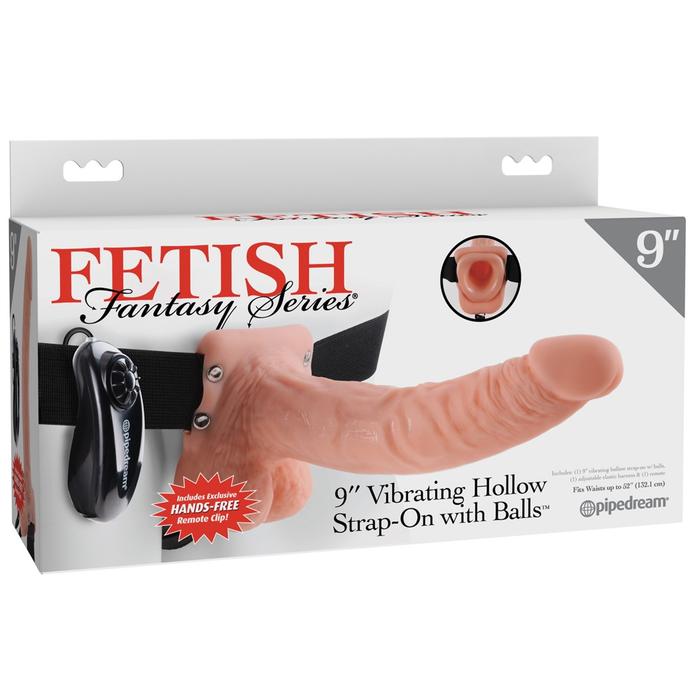 Pipedream Fetish Fantasy Series 9 inch Vibrating Hollow Strap-On with Balls