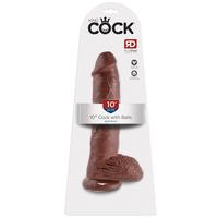 Pipedream King Cock 10 Inch Cock With Balls Brown Realistik Penis