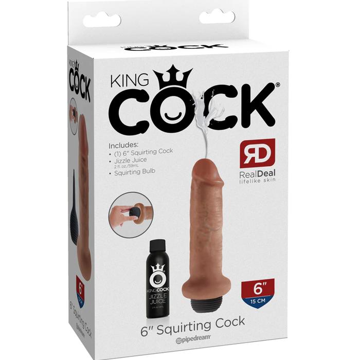 Pipedream King Cock 6" Squirting Cock Brown Dildo Boşalabilir Realistik Penis