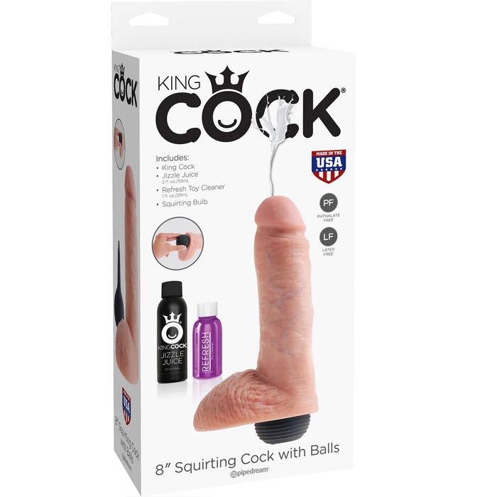 Pipedream King Cock 8" Squirting Cock with Balls Dildo Boşalabilir Realistik Penis