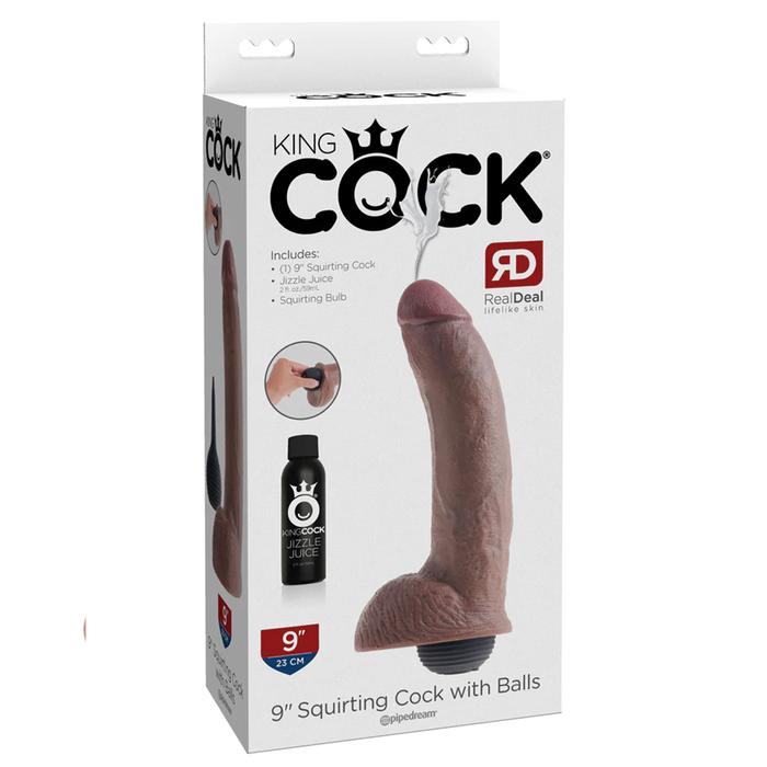 Pipedream King Cock 9" Squirting Cock with Balls Dildo Boşalabilir Realistik Penis