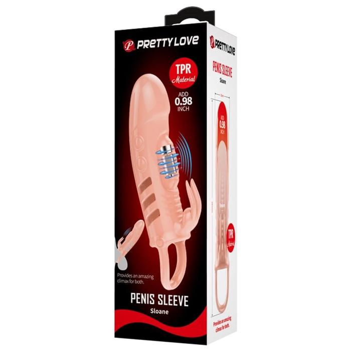 Pretty Love Sloane Penis Sleeve Klitoris Uyarıcılı Titreşimli Penis Kılıfı-Flesh