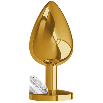 Sexual World Booty Jewellery Taşlı Gold Metal Anal Plug Small-White