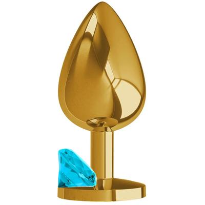 Sexual World Booty Jewellery Gold Metal Anal Plug Large-Blue