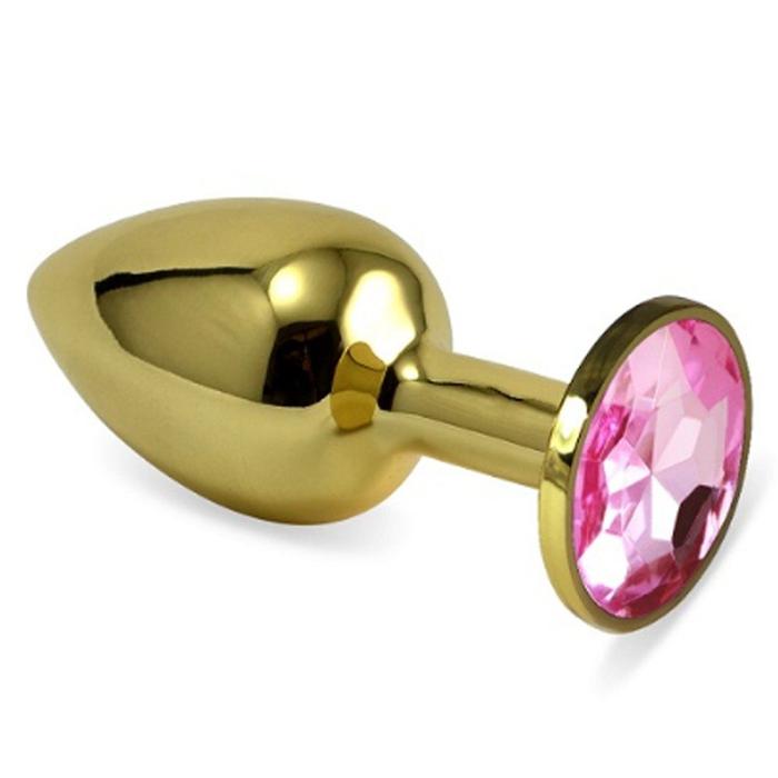 Sexual World Booty Jewellery Gold Metal Anal Plug Large-Pink