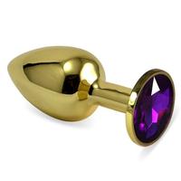 Sexual World Booty Jewellery Gold Metal Anal Plug Large-Purple