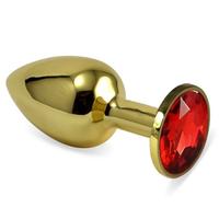 Sexual World Booty Jewellery Taşlı Gold Metal Anal Plug Medium-Red