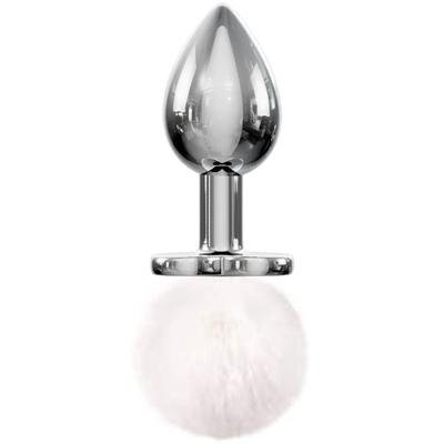 Sexual World Bunny Tail Peluşlu Metal Anal Plug-White