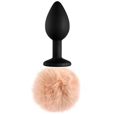 Sexual World Bunny Tail Peluşlu Siyah Silikon Anal Plug-Brown