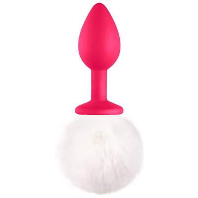 Sexual World Bunny Tail Peluşlu Pembe Silikon Anal Plug-White