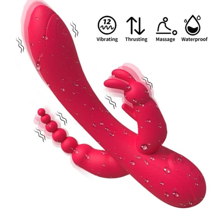 Sexual World Meilisa 3 İn 1 Clitoral Massager Rabbit Vibratör-Red