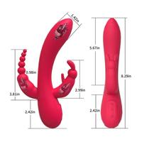Sexual World Meilisa 3 İn 1 Clitoral Massager Rabbit Vibratör-Red