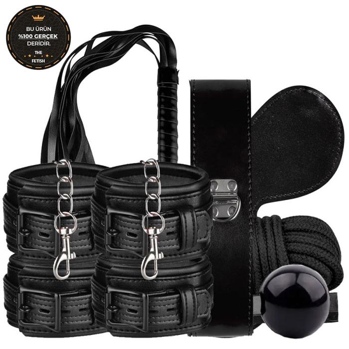 The Fetish Organic Leather 7'li Hakiki Deri Fetiş Pozisyon Seti-Black
