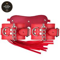 The Fetish Organic Leather Cuffs Red Hakiki Deri Fetiş Kelepçe Seti 2