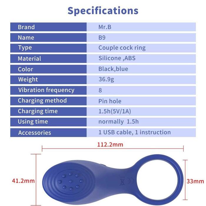 Wowyes B9 Clitoral Stimulation Cock Ring Titreşimli Penis Halkası MRB-005