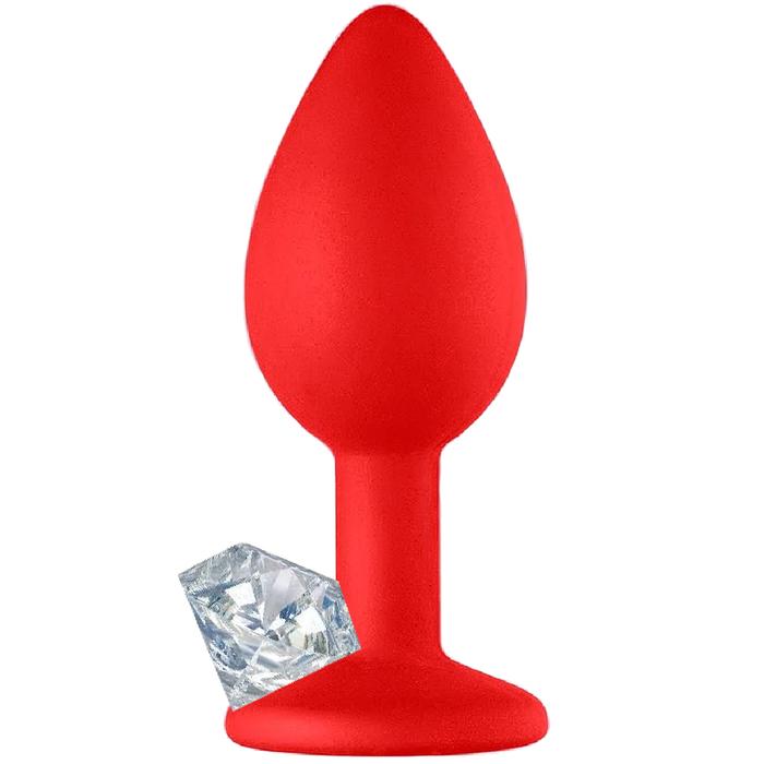 Erox Anal Fantasy Silicone Diamond Kırmızı Taşlı Silikon Anal Plug Large