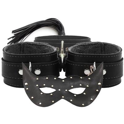 Erox Fetish Fantasy Series Leather Cuffs 4 Pcs. Black Fetiş Kelepçe Seti