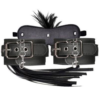 Erox Fetish Sentetic Leather Cuffs Black 4'lü Deri Fetiş Kelepçe Seti